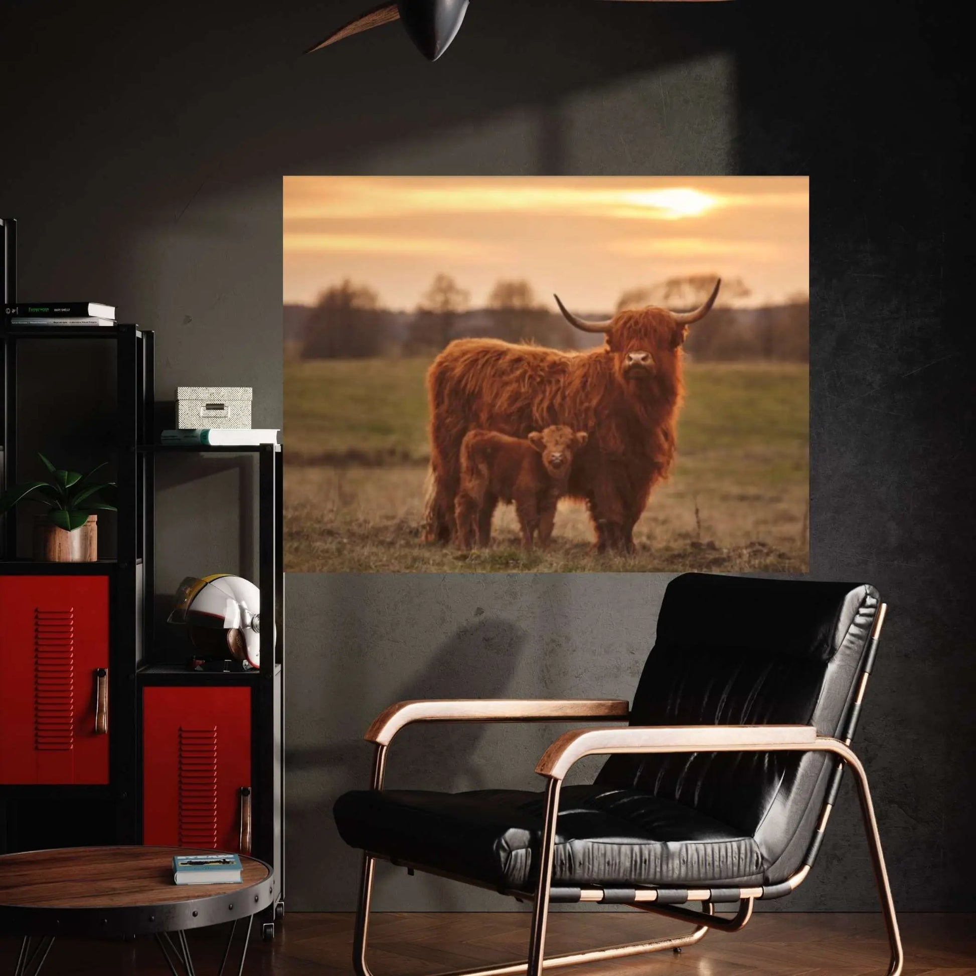 Baby Scottish Highland Cow Canvas Wall Art Design Animal Poster - Y Canvas