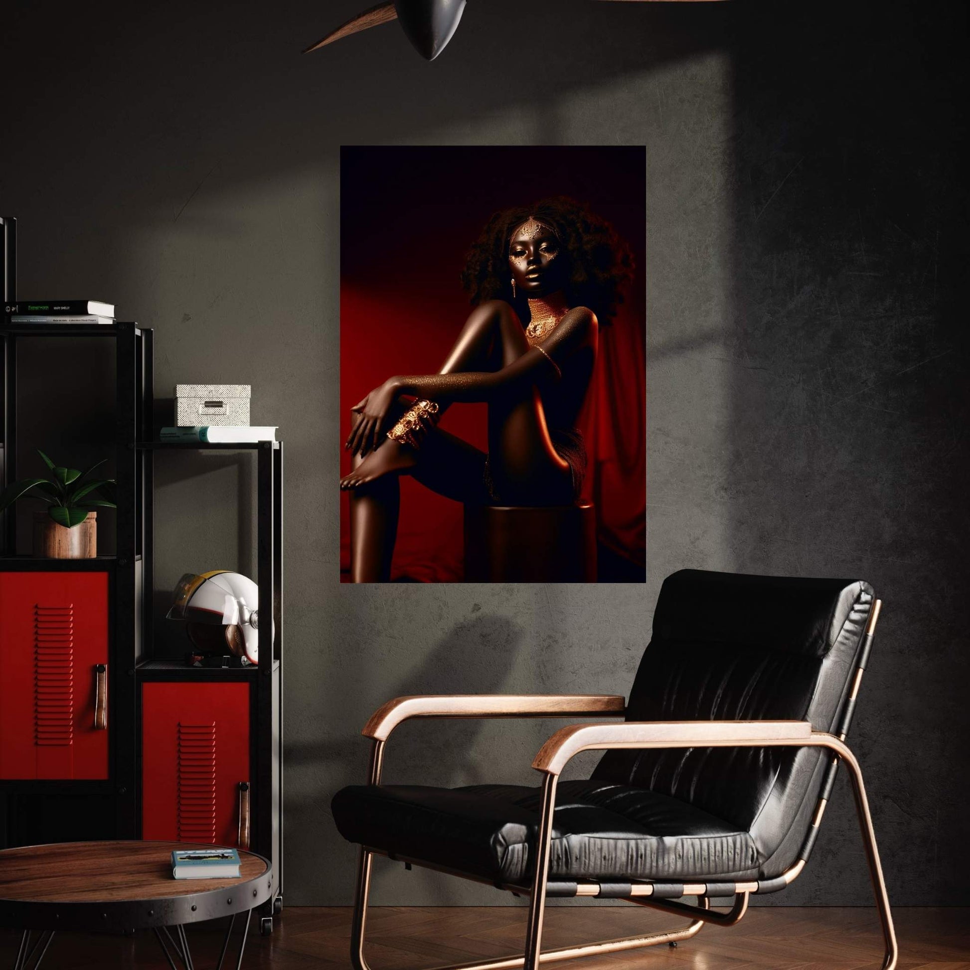 African Black Woman Gold Make-up Canvas Canvas Wall Art - Y Canvas