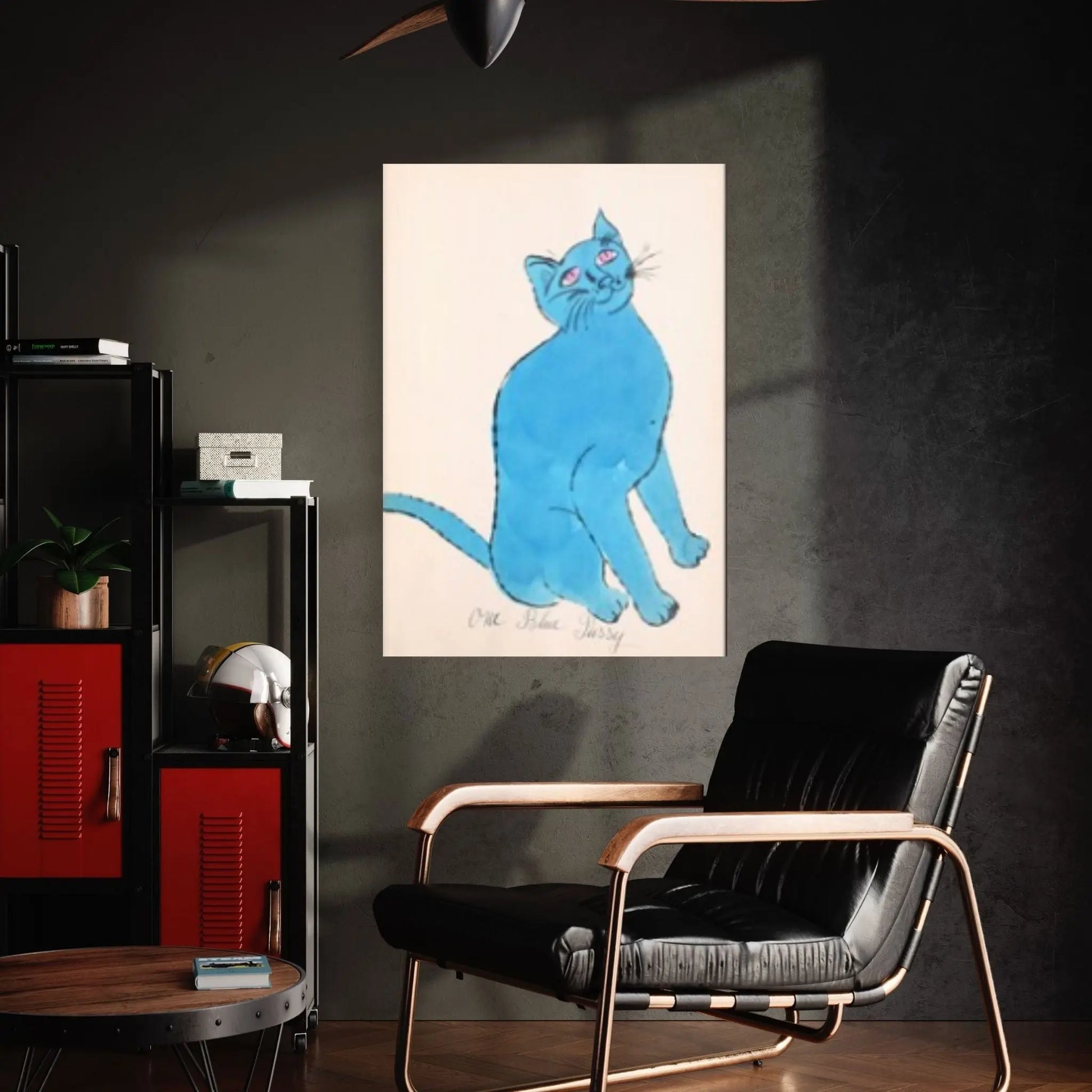 Andy Warhol Blue Cat Pop Art Canvas Wall Art Poster, Line Art wall Decor, Cat Sam poster, Cat Print - Y Canvas