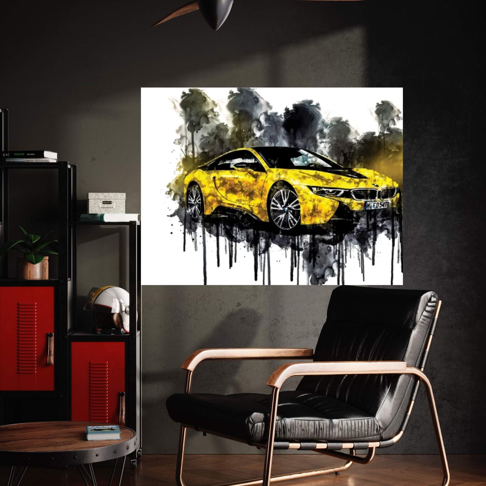 Car 2017 BMW i8 Frozen Yellow Edition Canvas Wall Art - Y Canvas