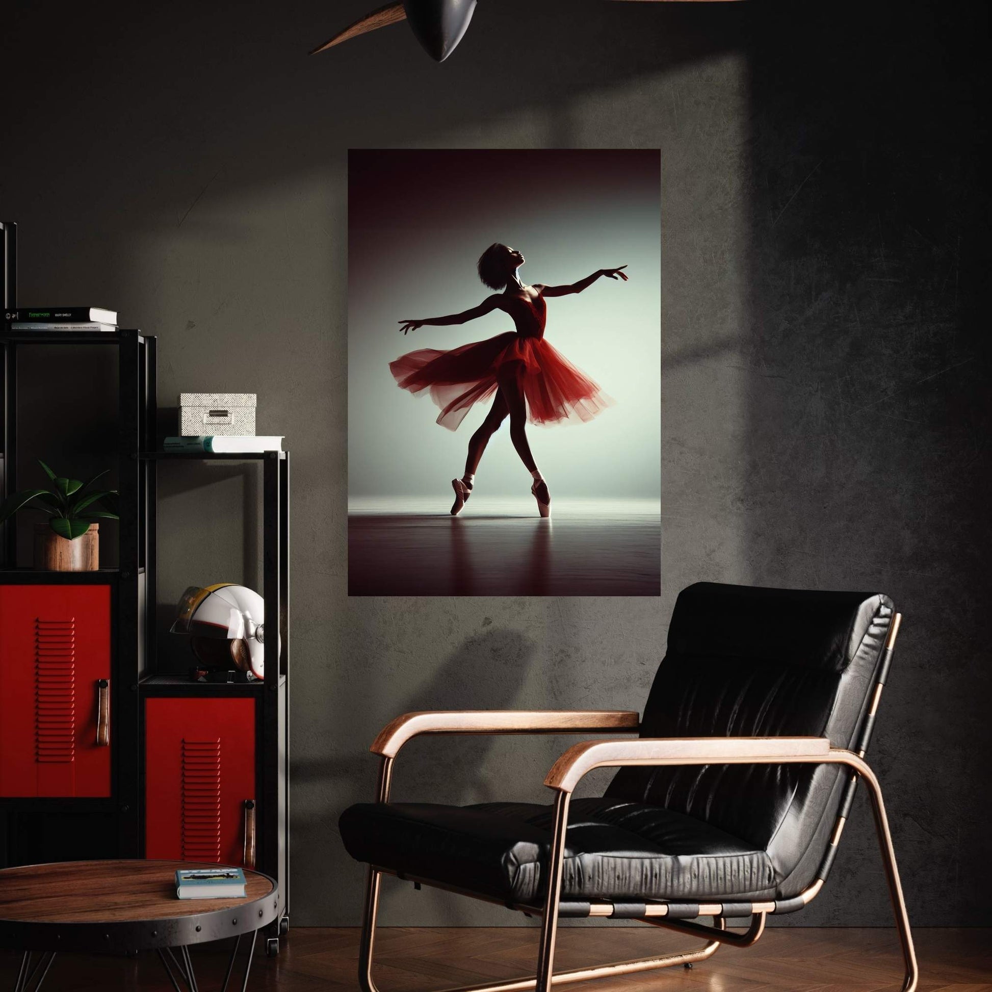 African Black Woman Ballerina in Red Dress Canvas Wall Art Home Decor - Y Canvas