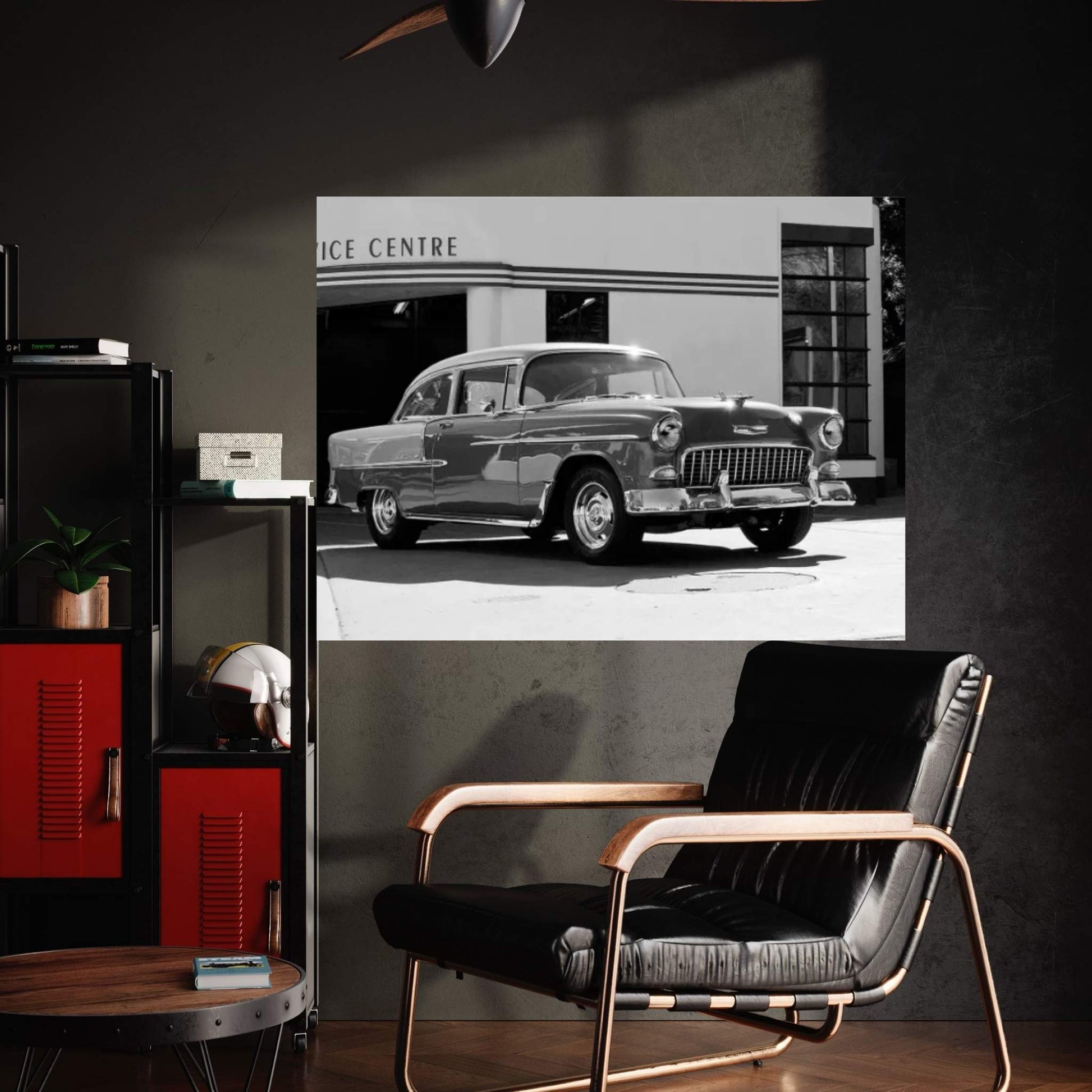 1955 Chevy Bel Air, Black &White Canvas Wall Art - Y Canvas