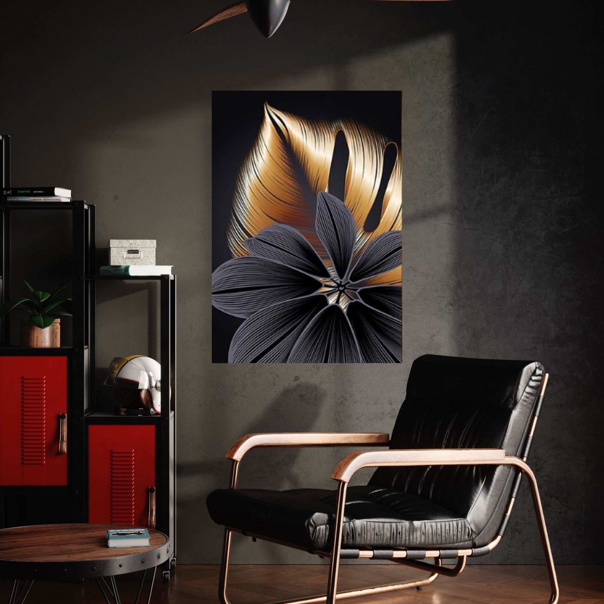 Art Painting Nordic Living Room Decoration, Black Golden Plant Leaf Canvas Poster - Y Canvas