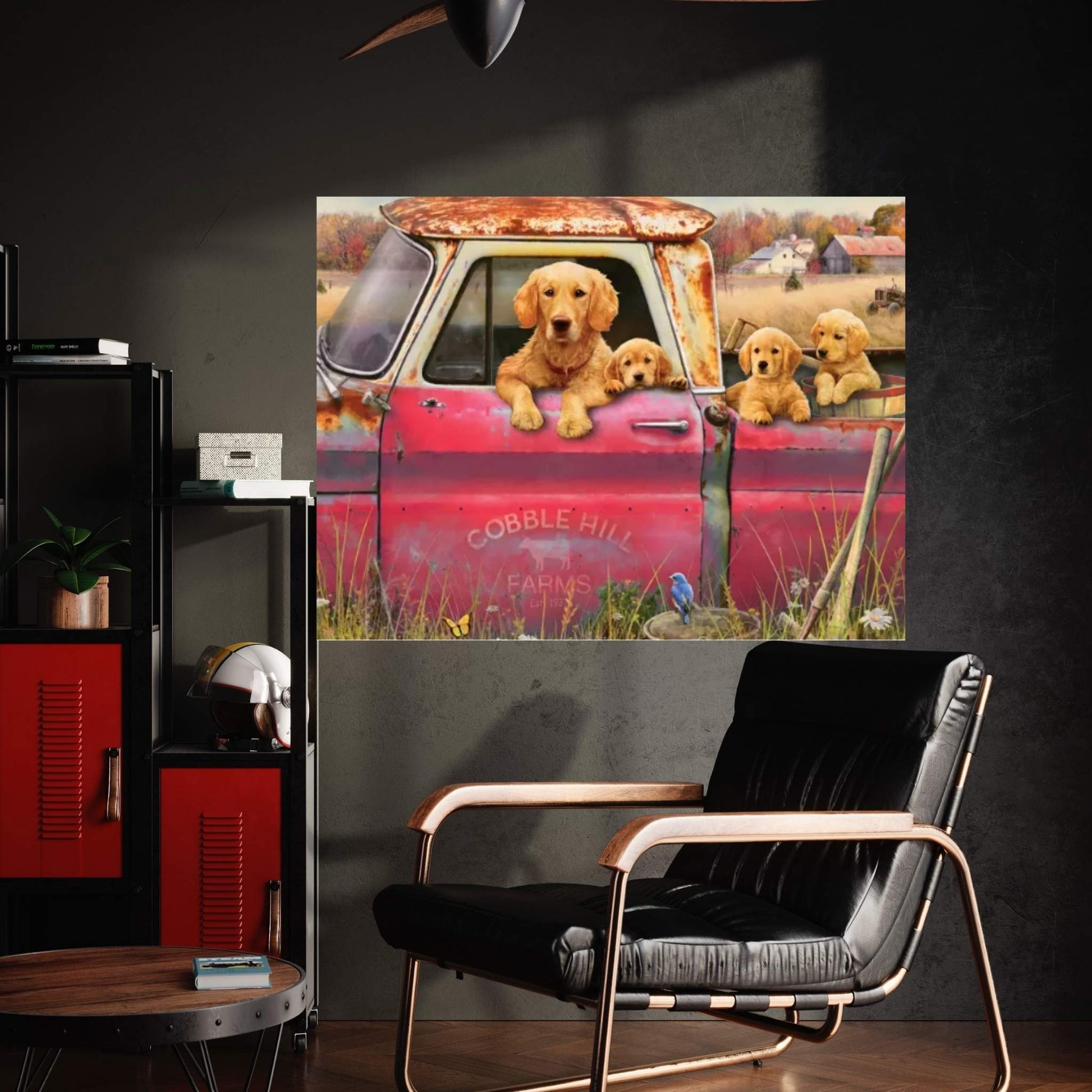 Goldens And Truck Canvas Wall Art - Y Canvas