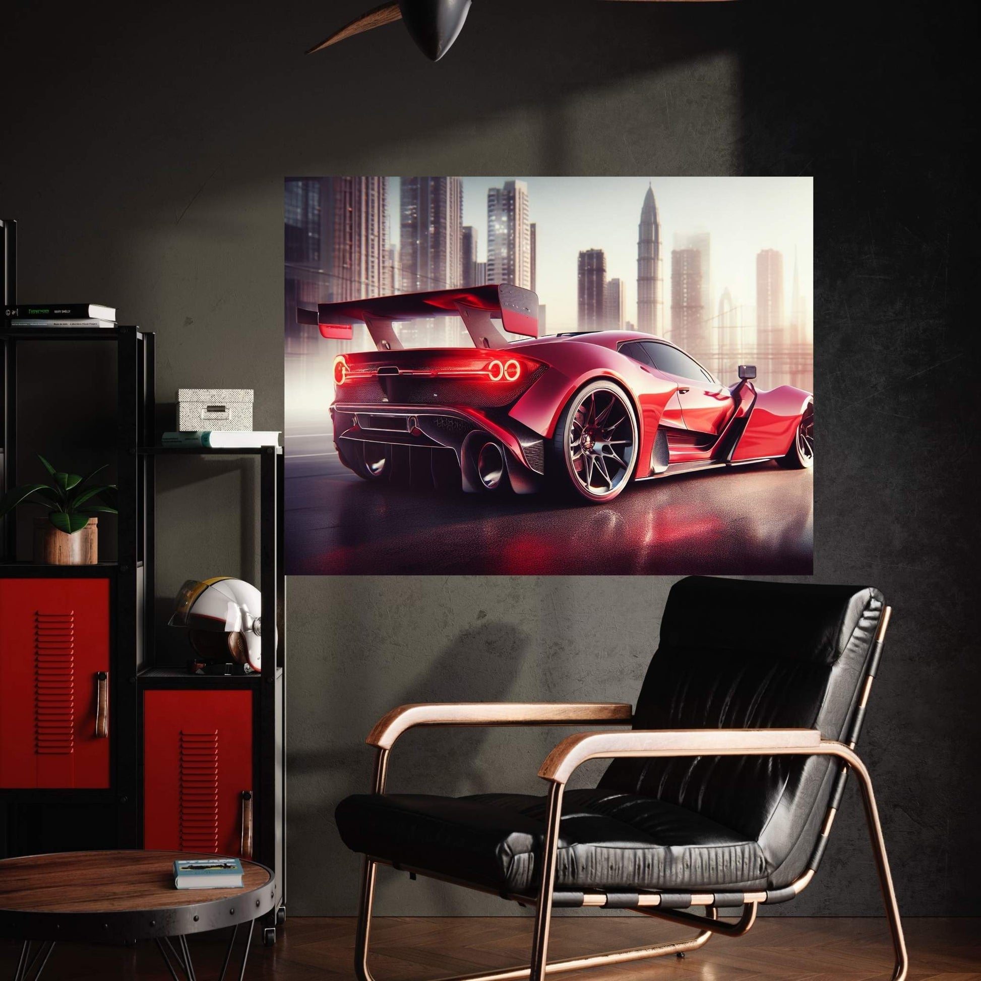 Red Sports Car Canvas Wall Art Decor - Y Canvas